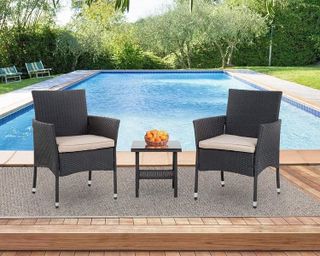 No. 2 - FDW Outdoor Wicker Bistro Rattan Chair Conversation Sets with Coffee Table - 2