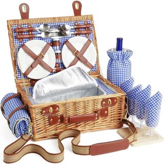 No. 3 - DHAEE Wicker Picnic Basket Set - 1