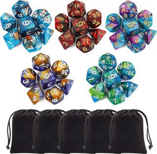 No. 2 - CiaraQ Polyhedral Dice Set (35 Pieces) with Black Pouches - 1