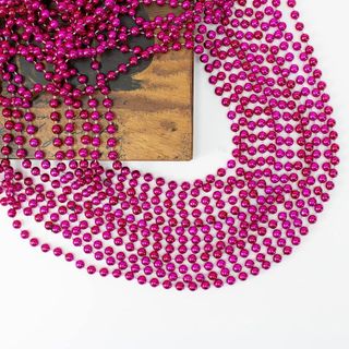 No. 8 - 33" Metallic Hot Pink Plastic Mardi Gras Beads Necklace (12 Pack) - 3