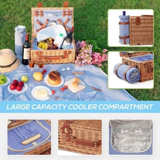 No. 3 - DHAEE Wicker Picnic Basket Set - 5