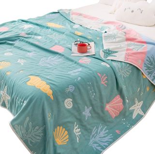 No. 5 - J-pinno Coral Conch Starfish Shell Muslin Blanket - 1