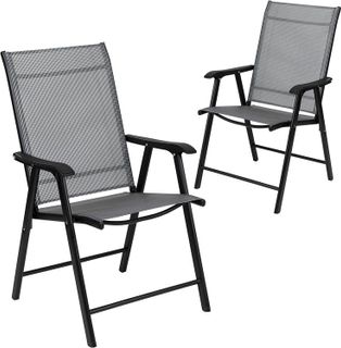 No. 9 - Flash Furniture Paladin Gray Outdoor Folding Patio Sling Chair - 3