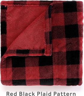 No. 5 - Sunbeam Royal Luxe Red Black Buffalo Plaid Heated Personal Throw - 3