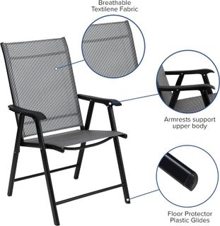 No. 9 - Flash Furniture Paladin Gray Outdoor Folding Patio Sling Chair - 5