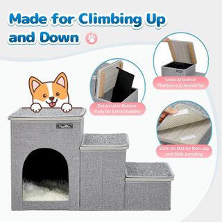 No. 2 - Made4Pets Cat Stairs Dog Ladder for Bed - 2