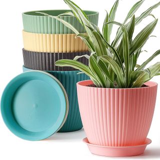 No. 9 - Giraffe Creation 7 inch Large Plant Pots, 5 Pack - 1