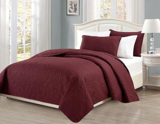 No. 5 - MK Collection 3pc King/California King Bedspread Bed Cover Embossed Solid - 2