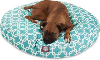 No. 2 - Teal Links Large Round Indoor Outdoor Pet Dog Bed - 1