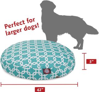 No. 2 - Teal Links Large Round Indoor Outdoor Pet Dog Bed - 3