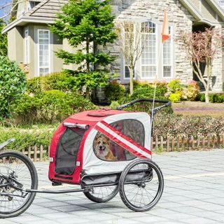 No. 7 - Aosom Dog Bike Trailer 2-in-1 Pet Stroller Cart Bicycle Wagon Cargo Carrier Attachment - 2