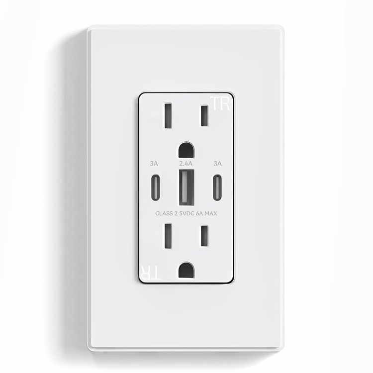 No. 6 - ELEGRP 30W 6.0 Amp 3-Port USB Wall Outlet - 1