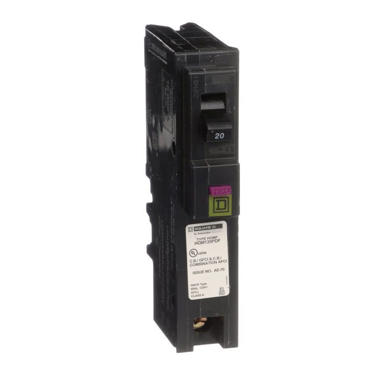 No. 1 - Square D HOM120PDFC Homeline Plug-On Neutral 20 Amp Single-Pole Dual Function Circuit Breaker - 1