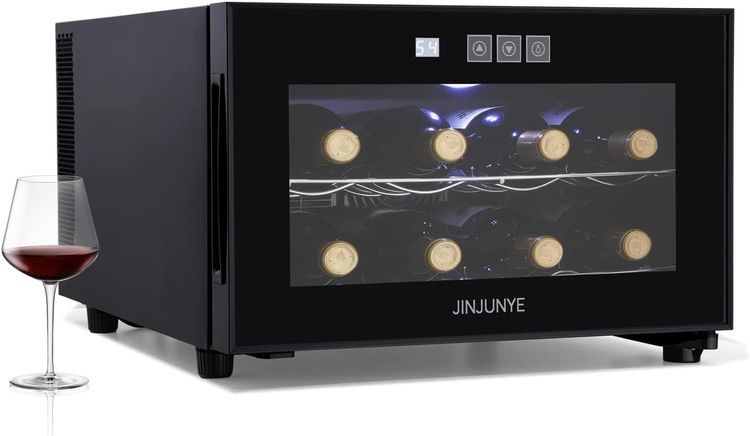 No. 3 - JINJUNYE Wine Cooler Refrigerator, 8 Bottle Wine Fridge Small, Countertop Wine Cooler with Digital Temperature Control - 1