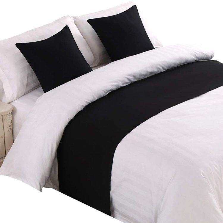 No. 1 - Mengersi Solid Bed Runner Scarf Protector Slipcover Bed Decorative Scarf - 1