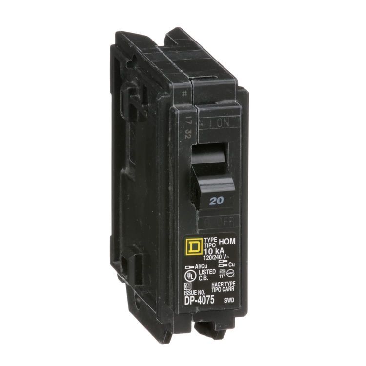 No. 6 - Square D by Schneider Electric HOM120CP Homeline 20 Amp Single-Pole Circuit Breaker - 1