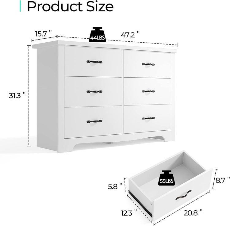 No. 9 - LINSY HOME 6 Drawer Double Dresser - 2