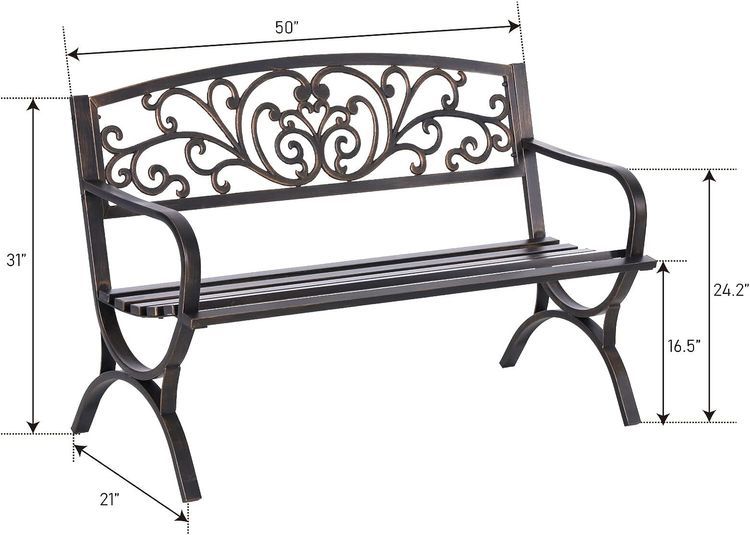 No. 3 - MFSTUDIO 50 Inches Outdoor Garden Bench - 5