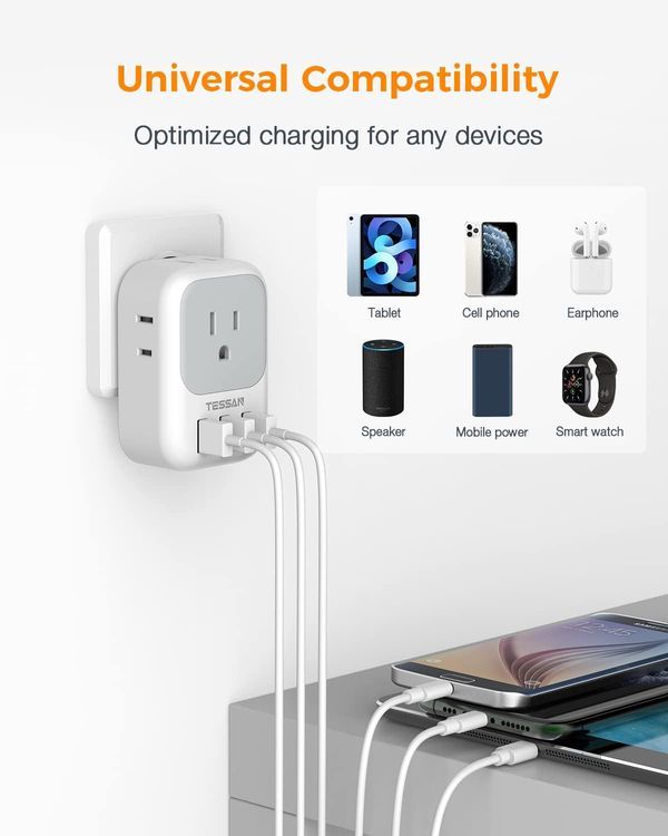 No. 8 - Multi Plug Outlet Extender with USB - 2