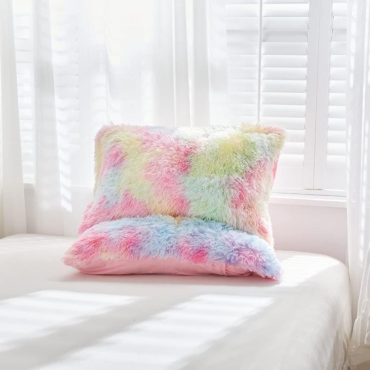 No. 5 - SUCSES Pink Plush Shaggy Duvet Cover - 5