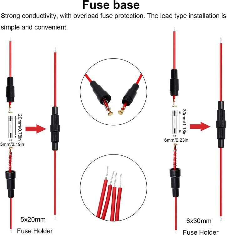 No. 9 - weideer 10pcs 5x20mm/6x30mm 18 AWG Inline Screw Type Fuse Holder + 15 Values 150 pcs Fast Blow Glass Fuses - 3