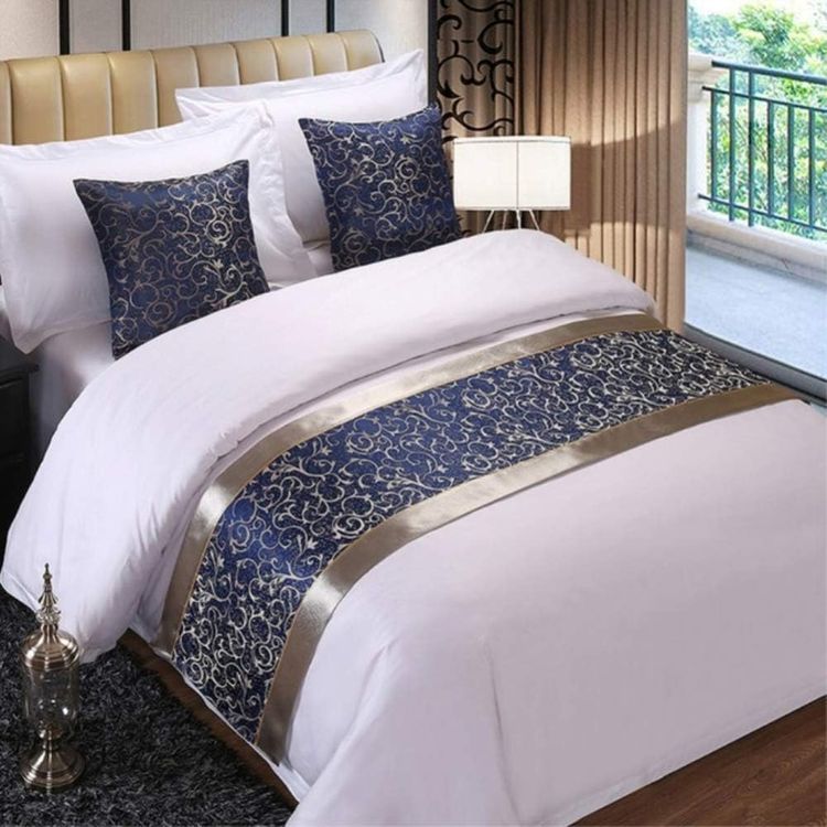 No. 7 - Twelve Queen Blue Bed Runner Bed Scarves - 2
