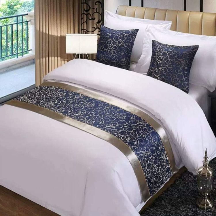 No. 7 - Twelve Queen Blue Bed Runner Bed Scarves - 1