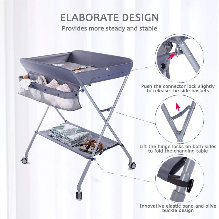 No. 9 - EGREE Baby Portable Folding Diaper Changing Station with Wheels - 5