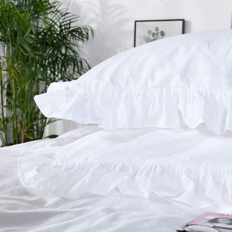 No. 7 - QSH White Ruffle Twin Duvet Cover - 3