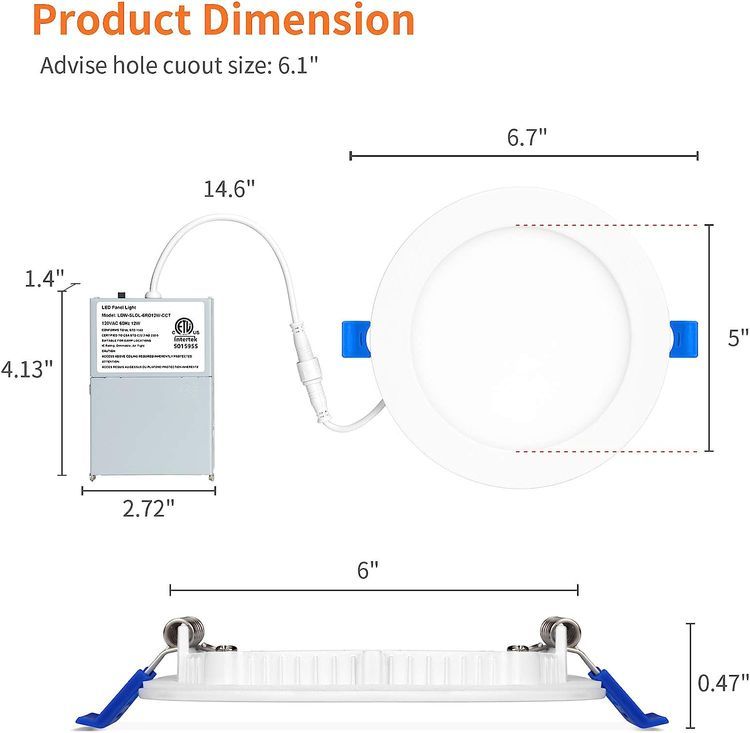 No. 10 - Meconard 4 Pack 6 Inch Ultra-Thin LED Recessed Ceiling Light - 3