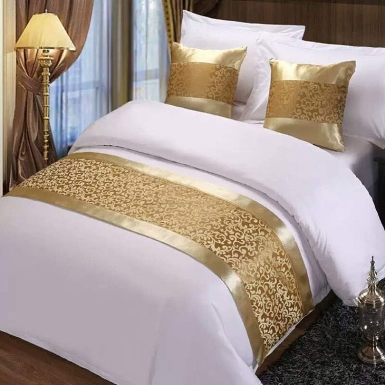 No. 5 - Twelve Champagne King Bed Scarf Runner - 2