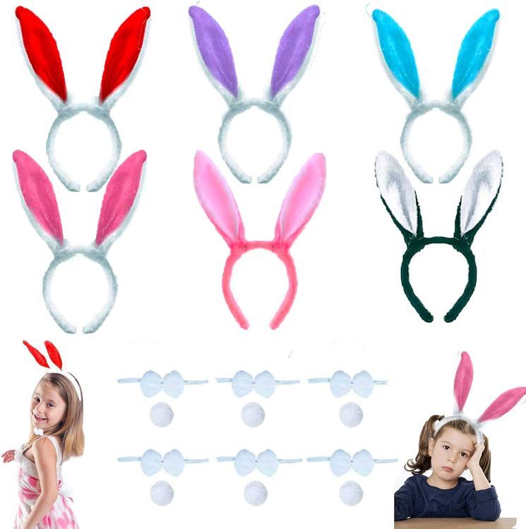 No. 8 - Bunny Ears Headbands Tail Bow Tie Set - 1