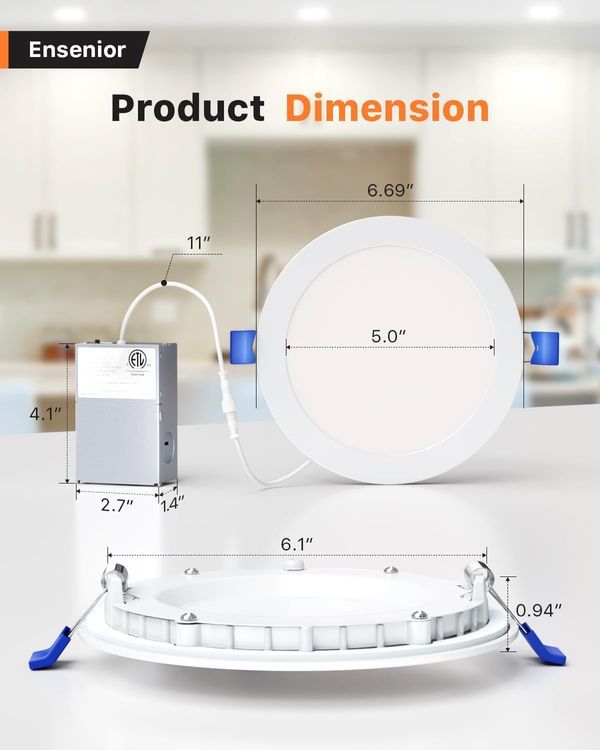 No. 5 - Ensenior 12 Pack 6 Inch Ultra-Thin LED Recessed Light with Junction Box - 5