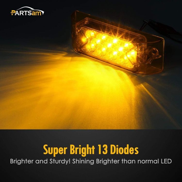 No. 5 - Partsam Amber 2" x 6" Rectangular LED Marker Light with Reflector - 3