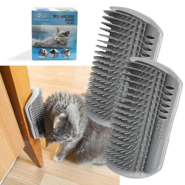 No. 5 - yuntop 2 Pack Softer Self Groomer with Catnip Wall Corner Massage Comb Scratcher Grooming Brush Tool - 1