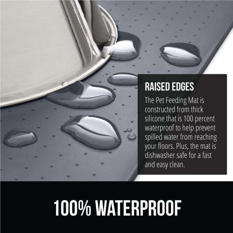 No. 2 - Gorilla Grip 100% Waterproof Raised Edge BPA Free Silicone Pet Feeding Mat - 3