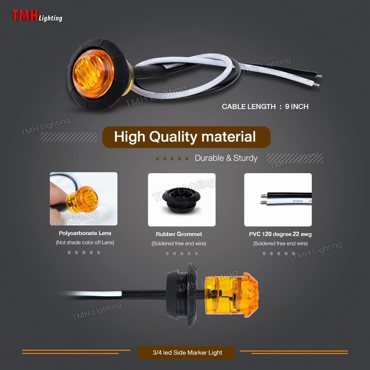 No. 8 - TMH 50 pcs 3/4 Inch Amber 3 LED Mini Round Miniature Side Marker Lights - 3