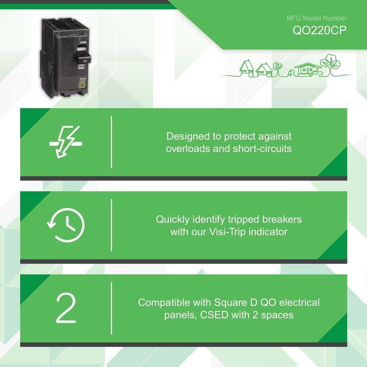 No. 2 - Square D QO 20 Amp Two-Pole Circuit Breaker - 4