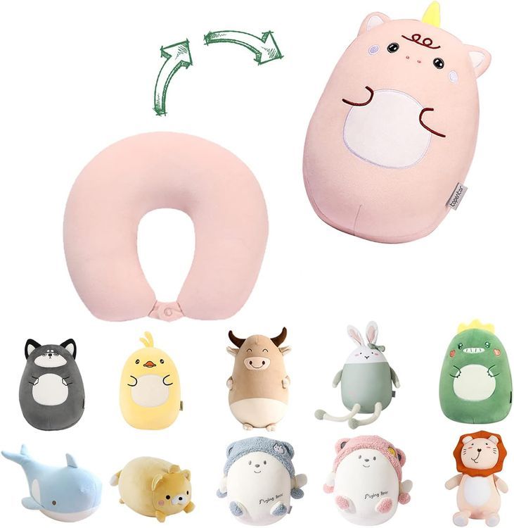 No. 6 - Round Pink Unicorn Travel Pillow - 1