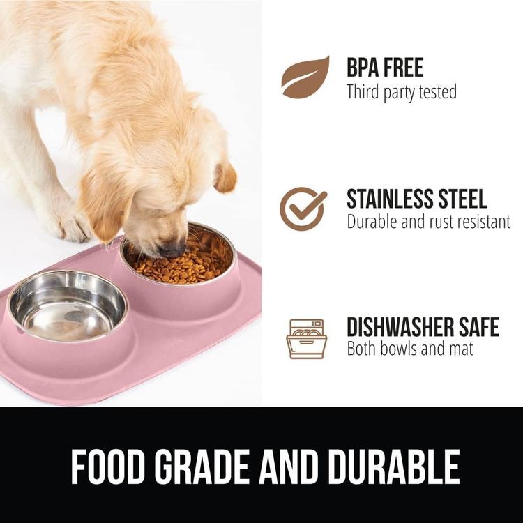 No. 9 - Gorilla Grip Cat and Dog Bowls Silicone Feeding Mat Set - 5