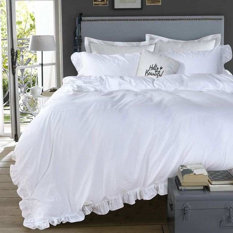 No. 7 - QSH White Ruffle Twin Duvet Cover - 1