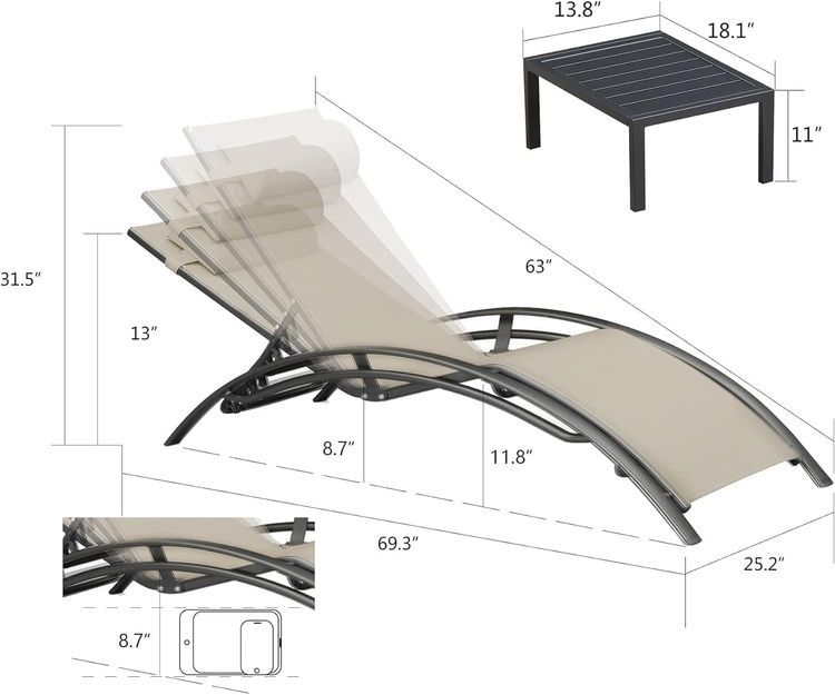 No. 6 - PURPLE LEAF Patio Chaise Lounge Set - 2