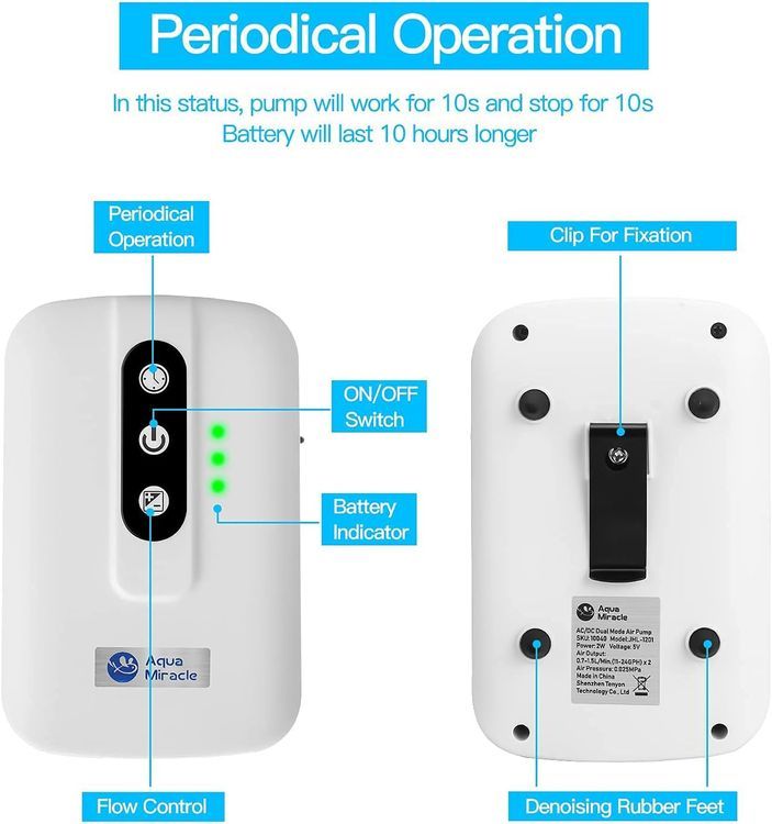 No. 10 - AquaMiracle Lithium Battery Powered Portable Aquarium Air Pump - 3