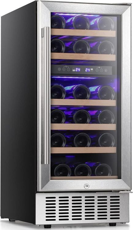 No. 2 - Antarctic Star 15" Wine Cooler Under Counter Beverage Refrigerator Beer Mini Fridge 28 Bottles Dual Zone Built-in Freestanding Stainless Steel Double-Layer Tempered Glass Door - 1