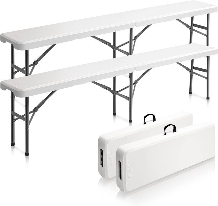 No. 2 - VINGLI 2 Pack 6 feet Plastic Folding Bench - 1