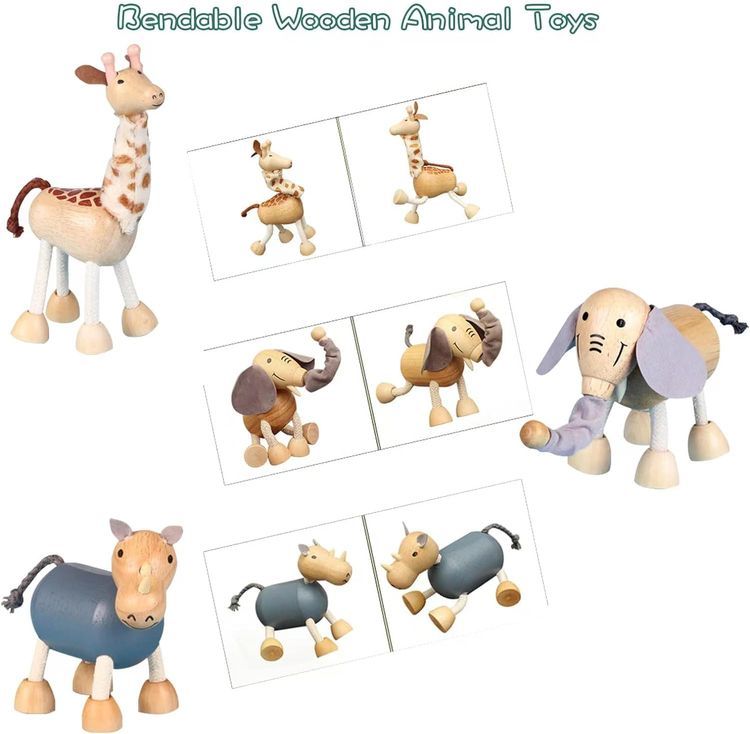 No. 7 - 12PCS Bendable Wooden Animal Toys - 4