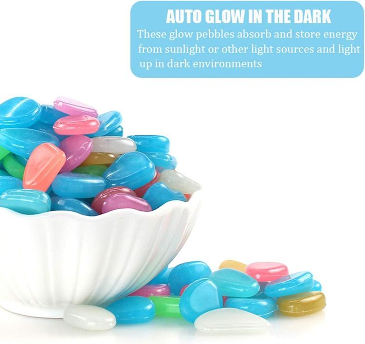 No. 3 - QIAONIUNIU 100 Pcs New Colorful Glow in The Dark Pebbles Stones Rocks - 5