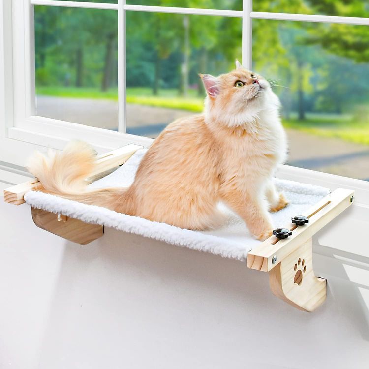 No. 4 - AMOSIJOY Cat Sill Window Perch Sturdy Cat Hammock Window Seat with Wood & Metal Frame - 1