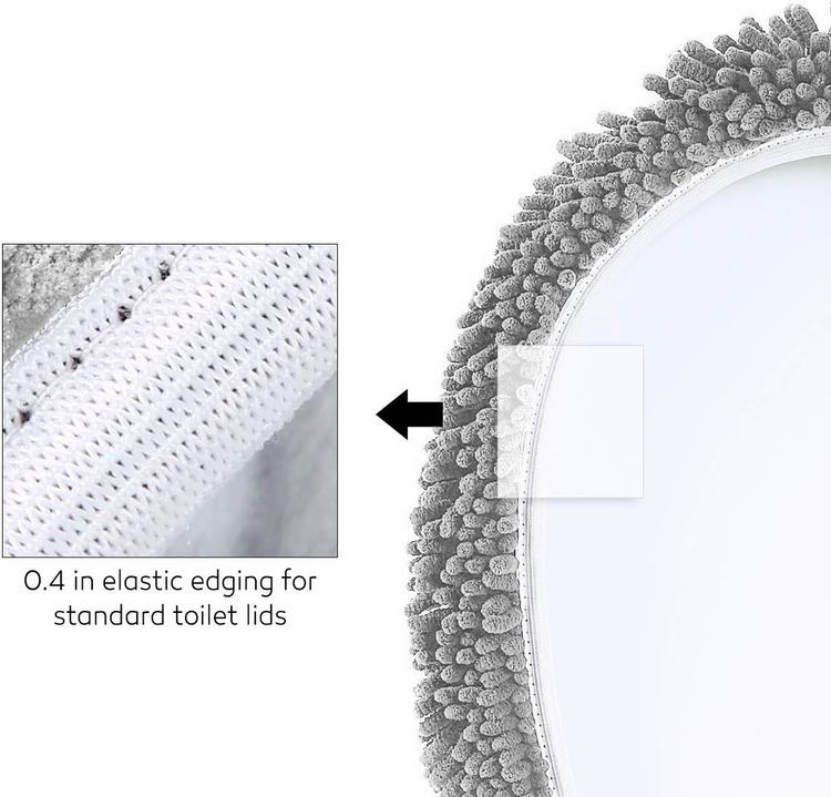 No. 3 - LuxUrux Soft Chenille Bathroom Toilet Lid Cover - 5