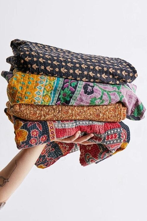 No. 3 - Vintage Cotton Kantha Quilt - 1